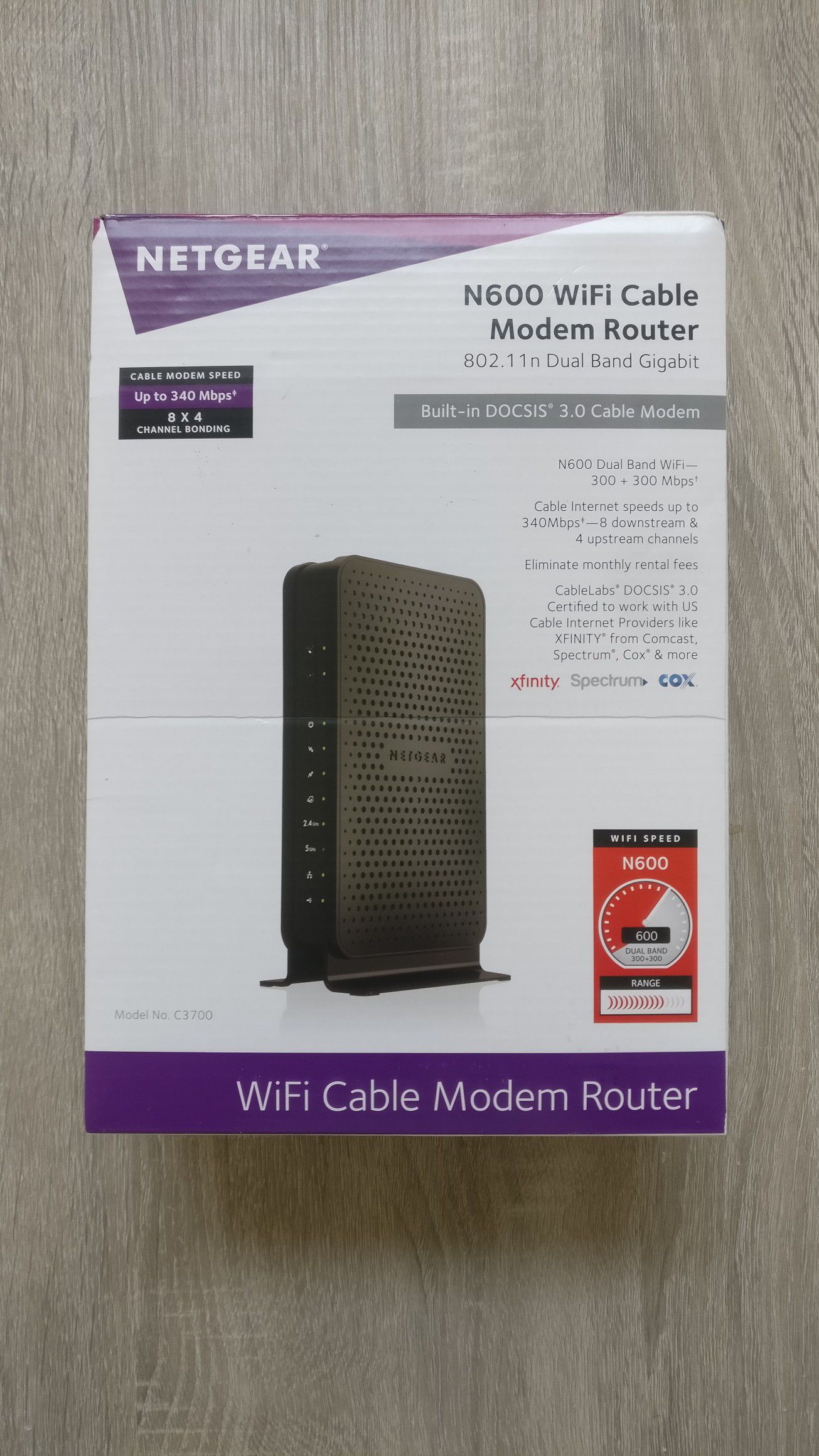 Netgear N600 WiFi Cable Modem Router for Xfinity, Cox, Spectrum