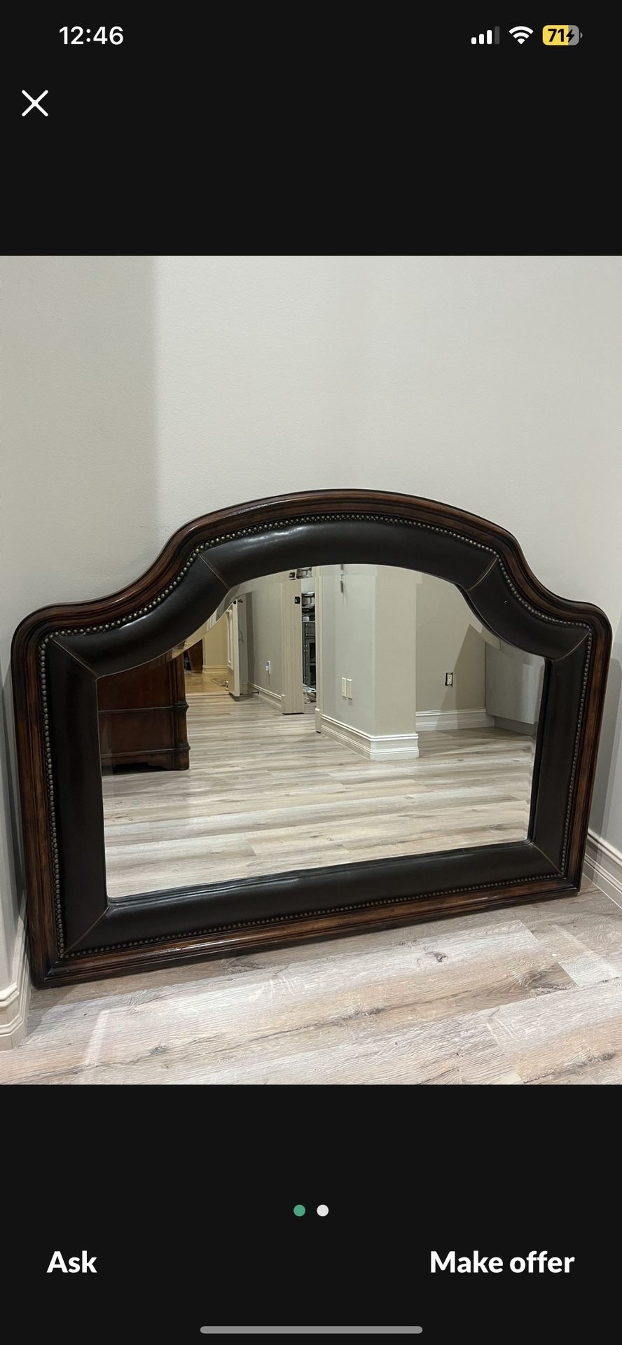 Large Leather Trim Mirror - $55