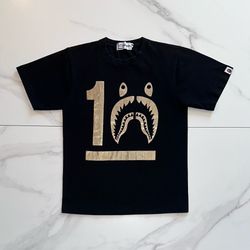 2014 BAPE 10th Anniversary Shark Tee Gold Black Size Small
