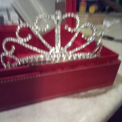 Vintage Crystal And Silver Tiara Crown