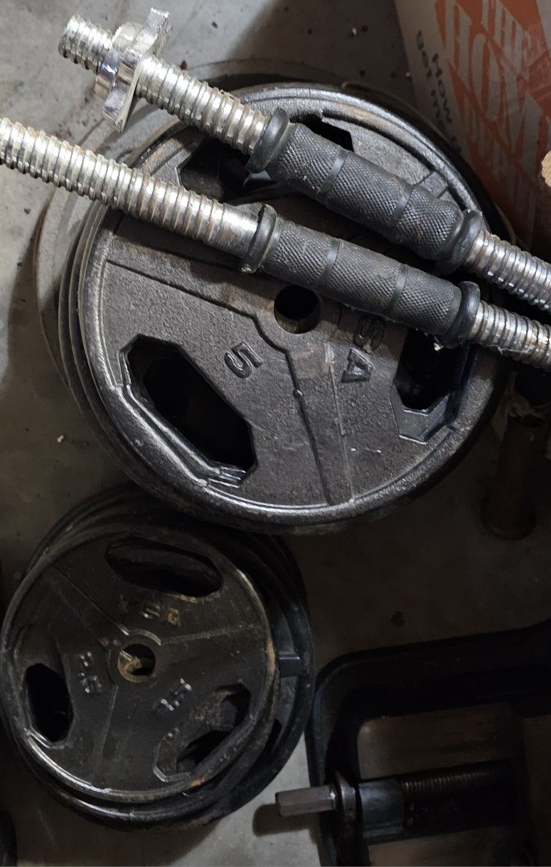 Weight Plates And Barbell Set