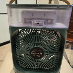 6 In. 3 Fan Speeds Portable Air Conditioner Fan Desk Fan In Green With 7 Color Lights 5 Sprayers