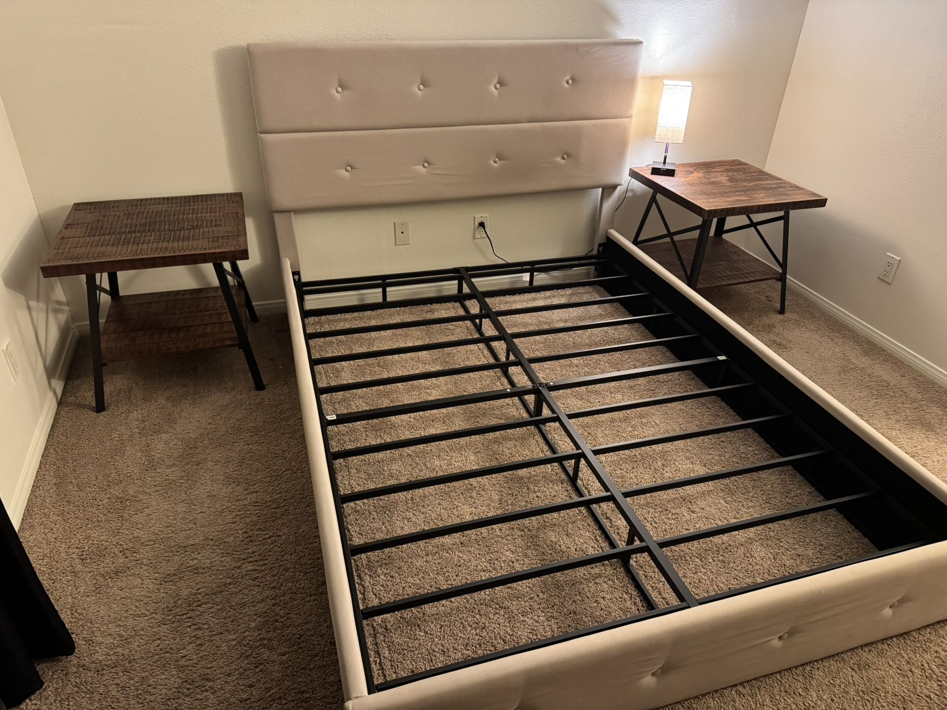 Queen Bed Frame W/ 2 End Tables