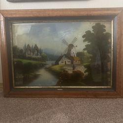 Antique Oil Painting On A Glass
