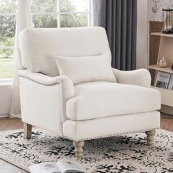 New Lue BONA Accent Chair Ivory White Fabric