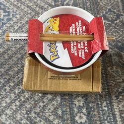 Brand New: 20oz Pokémon Ramen Bowl With Chopsticks 