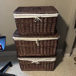Three Set Whicker Baskets