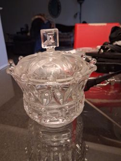 Cut-Glass Candy Jar w/Lid