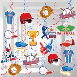 33pcs Baseball Hanging Swirls Decorations (New, Unopened)