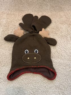 Brown Toddler Moose Beanie And Glove Set 