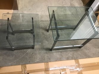 Set of 2 Vintage Mid-Century Modern Chrome & Glass End Tables – 16”