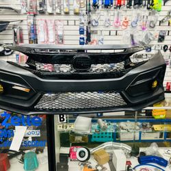 2016-2021 Honda Civic Type R Style Front Bumper Cover Kit Sedan hatchback & coupe unpainted black material polyurethane