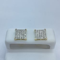 Diamond Gold Earrings 10K Solid New 