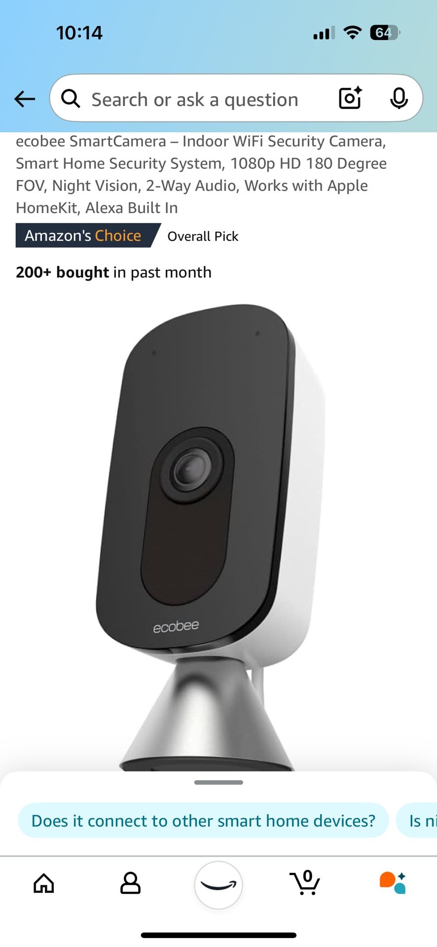 Ecobee Smart Camera With Voice Control