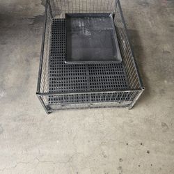 Homey Pet 43" Dog Whelping Box for Puppies, Metal Whelping Box for Small Breed Dogs with Washable Plastic Floor, Removable Tray 