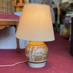 Vintage MCM Pottery Ceramic Brown Beige Lamp 