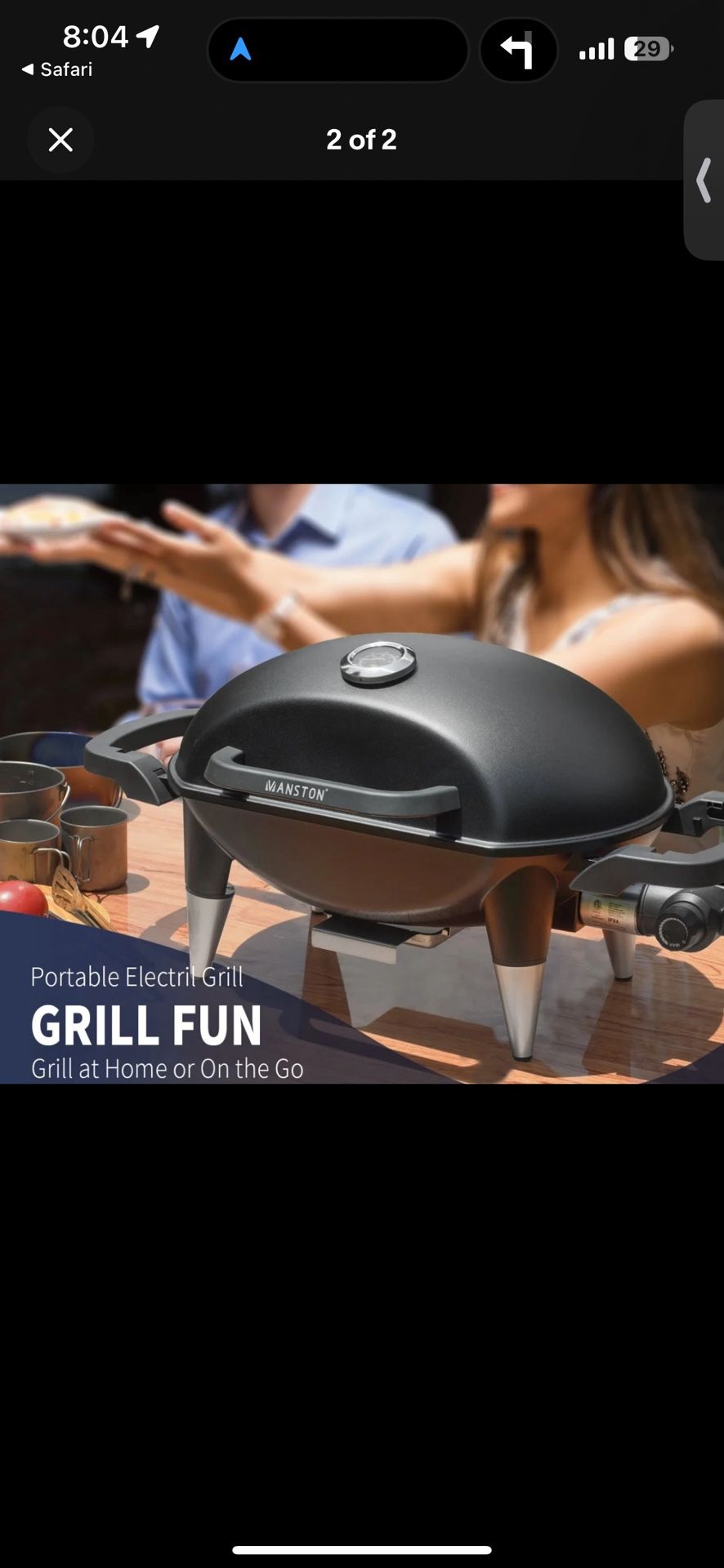 Vanston 1500W Outdoor Electric Barbecue Grill & Smoker with Built-In Thermometer