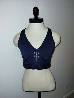 Victoria's Sport Woman's Large Navy Blue Sports-Bralette Racerback Cutouts EUC