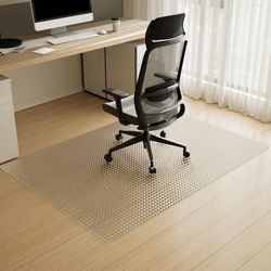 46" x 36" Chair Mat for Carpet, Printed Pattern Heavy Duty Hard Tempered Glass Desk Office Mat on Carpet or Hard Floor with 4 Anti-Slip Pads, 1/5" Thi