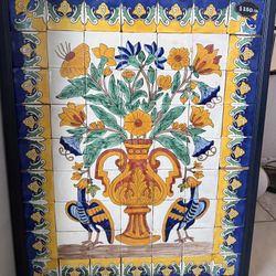 Mexican Hand Painted Tile Mural 