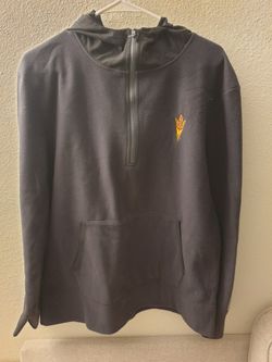 ASU 1/4 Zip Fleece-Lined Hooded Jacket (League, Sz Large)