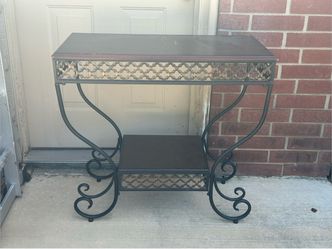USED Wrought Iron and Wood 2-tier Console Table