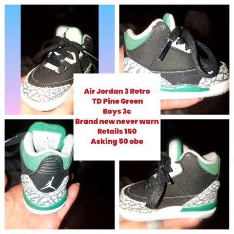 Air Jordan 3 Retro TD Pine Green Toddler Boys