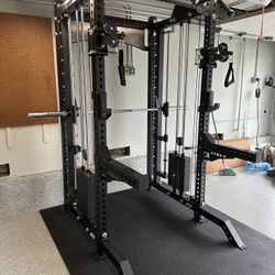 PRO SERIES Ultimate Half Rack 3-1 Functional Trainer w/Smith Machine Bar | 400lb Stack | Gym Equipment | Fitness | Commercial | Squat Rack 