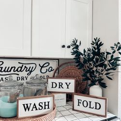 3 Farmhouse Wash Dry Fold Laundry Room Signs Decor