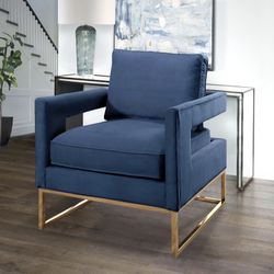 New In Box Abbyson Cromwell Upholstered Velvet Large Accent Chair