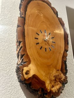 Wall Clock Slab Of Wood