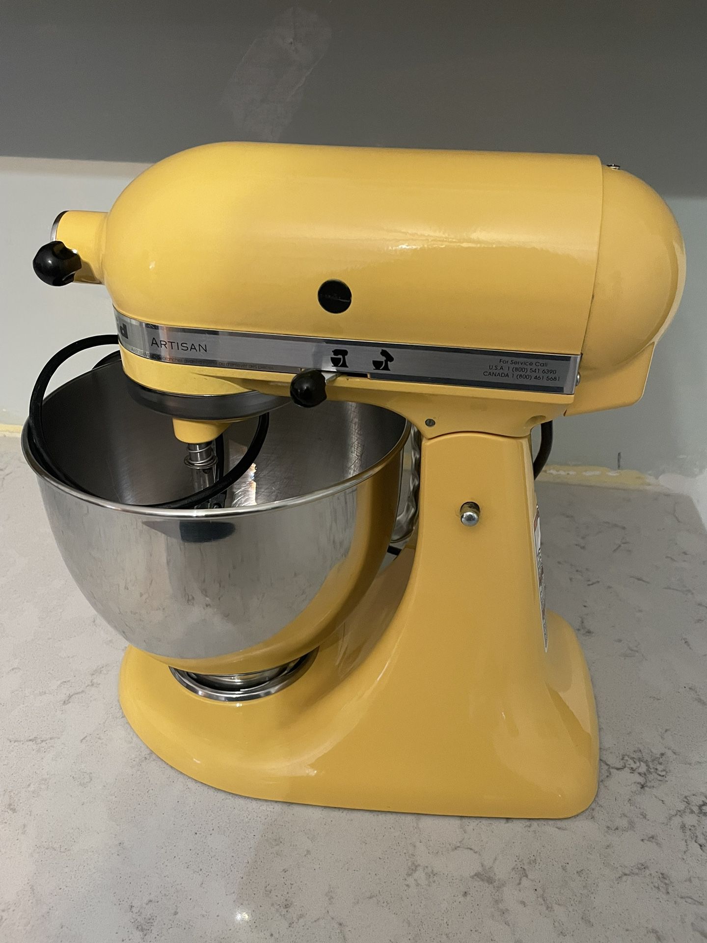 Yellow Kitchen Aid Artisan Mixer With Sifter+Scale Attachment 