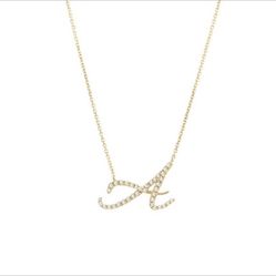 14K White Gold Initial A Diamond Necklace