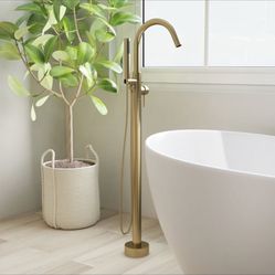 Brewst Solid Brass Single Handle Modern Floor Mounted Tub Filler Spout Faucets  Sh20