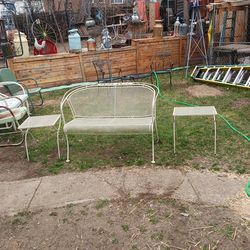 Wrought iron dance with two side tables