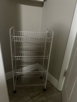 White Wire Rolling Storage Rack 5-Tier