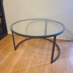 Round Bronze Lightweight Metal And Glass Coffee Table