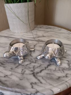 $15 Pair Vintage Cast Aluminum Votive Candle Holders