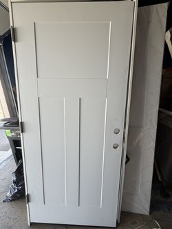 36 in. x 80 in. 3-Panel Craftsman Primed Steel Prehung Right-Hand Inswing Front Door