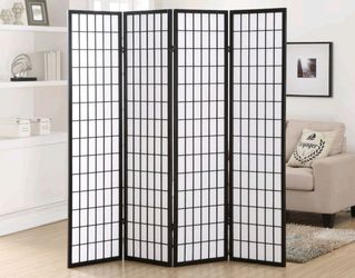 Roundhill Furniture Oriental Shoji 4 Panel Room Divider, Black