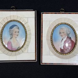 Antique Celluloid Frame Hand Painted Miniature Portrait Mozart Constanze Weber