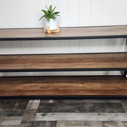Rustic Entryway Console Table, Long Hallway Table / TV Stand / Bookcase Shelf