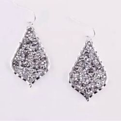 Silver Crystal Rhinestone Teardrop dangle earrings