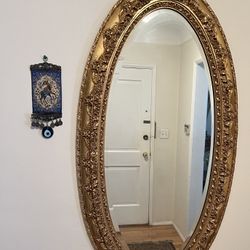 Large Gold Oval Vintage Mirror $450