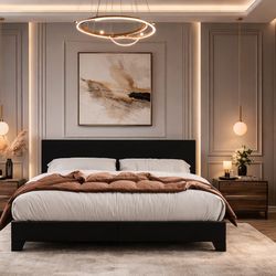 Queen Bed Frame with Adjustable Headboard