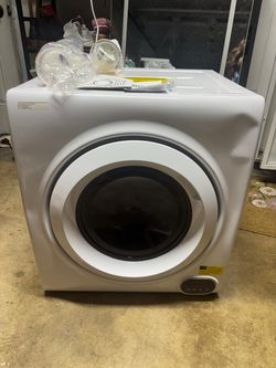 Euhomy Compact Laundry Dryer,26 h 19 w  Front Load Stainless Steel Clothes Dryers With Exhaust Pipe, 1500W, LCD Control Panel Four-Function Portable D