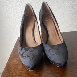 Black Coach monogram pumps heels size 9.5