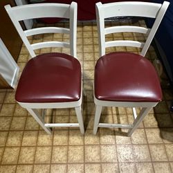 A Pair Of Bar Stools Solid Wood 31” 
