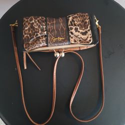 Jessica Simpson Leopard And Brown Crossbody Purse.