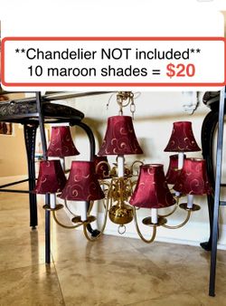 Like new, 10 Chandelier shades. 5”tall Chandelier NOT included.